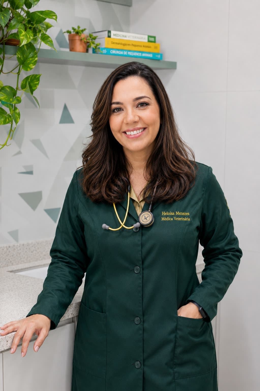 Heloísa Menezes, médica-veterinária fundadora da Vetrium, sorrindo em consultório